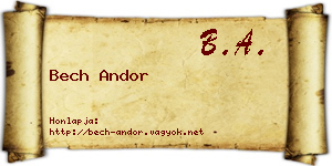 Bech Andor névjegykártya